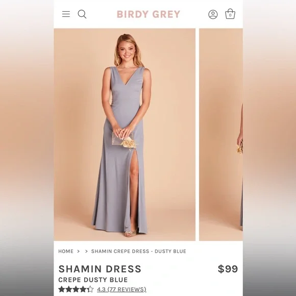 Birdy Grey | Dresses | Birdy Grey Size L Dusty Blue Shamin Dress Bridesmaid  | Poshmark